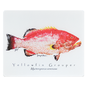 Yellowfin Grouper on white Cutting Board 